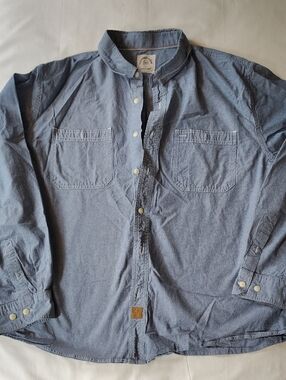 Men's Lightweight Chambray Customized Version Button-Down Shirt in Blue Denim